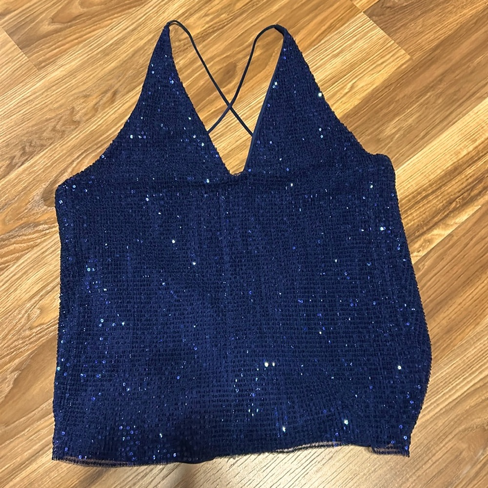 Blue sequin top